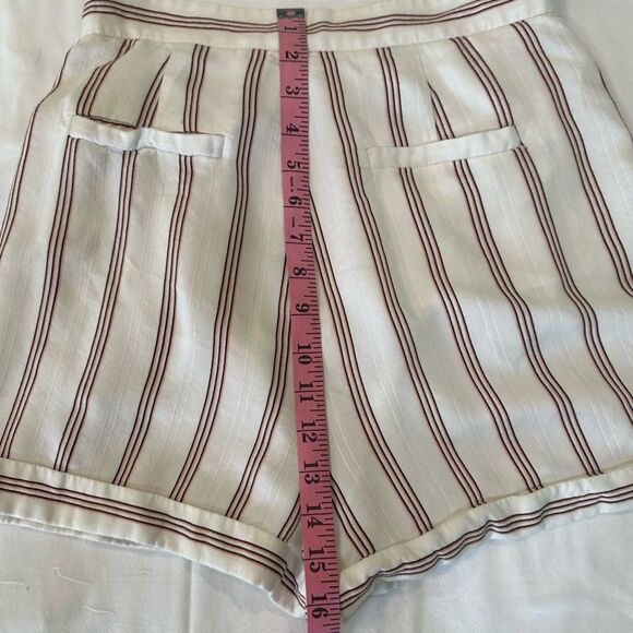 Joie High Waist White and Red Striped Shorts - Picture 4 of 4